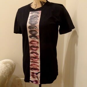 American Apparel Men's/Unisex Black Eyes & Lips Short Sleeve Tee Shirt Size S